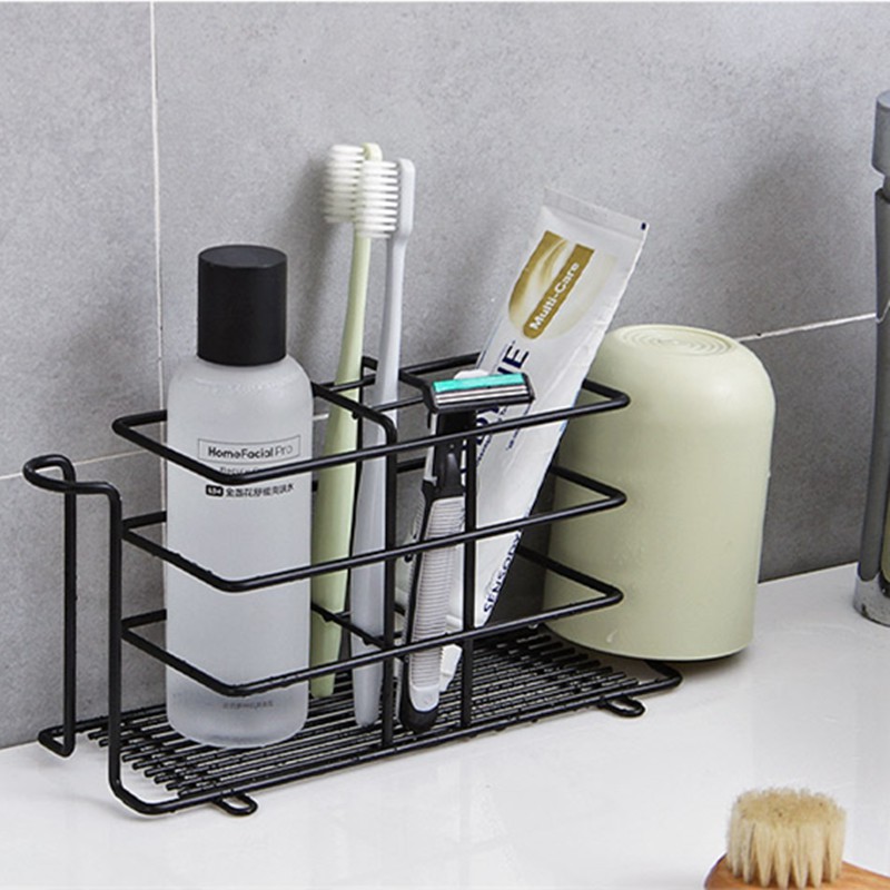NACHUAN NonDrilling Iron Toothbrush Holder Bathroom Cup Toothpaste Storage Rack Shopee Singapore