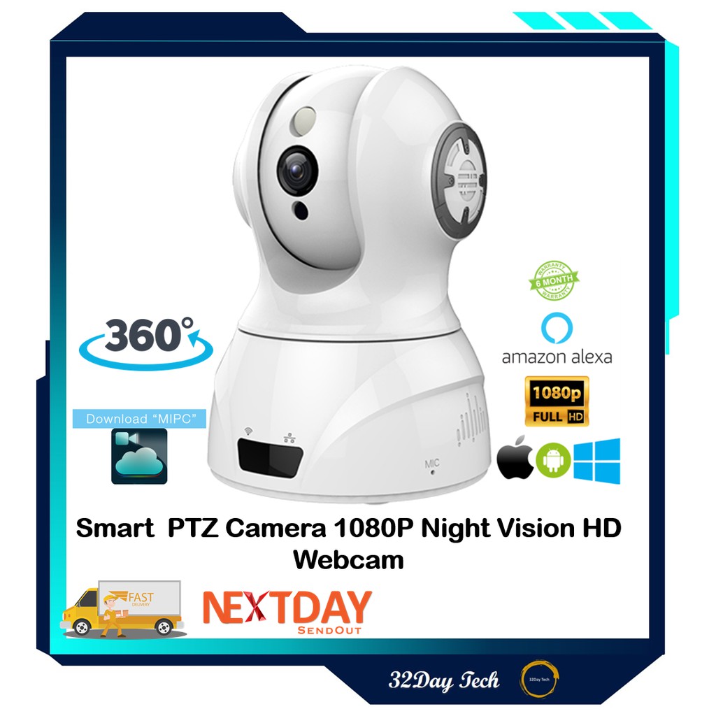 Smart Camera PTZ Version 1080P Night Vision HD Webcam Support Alexa IP ...