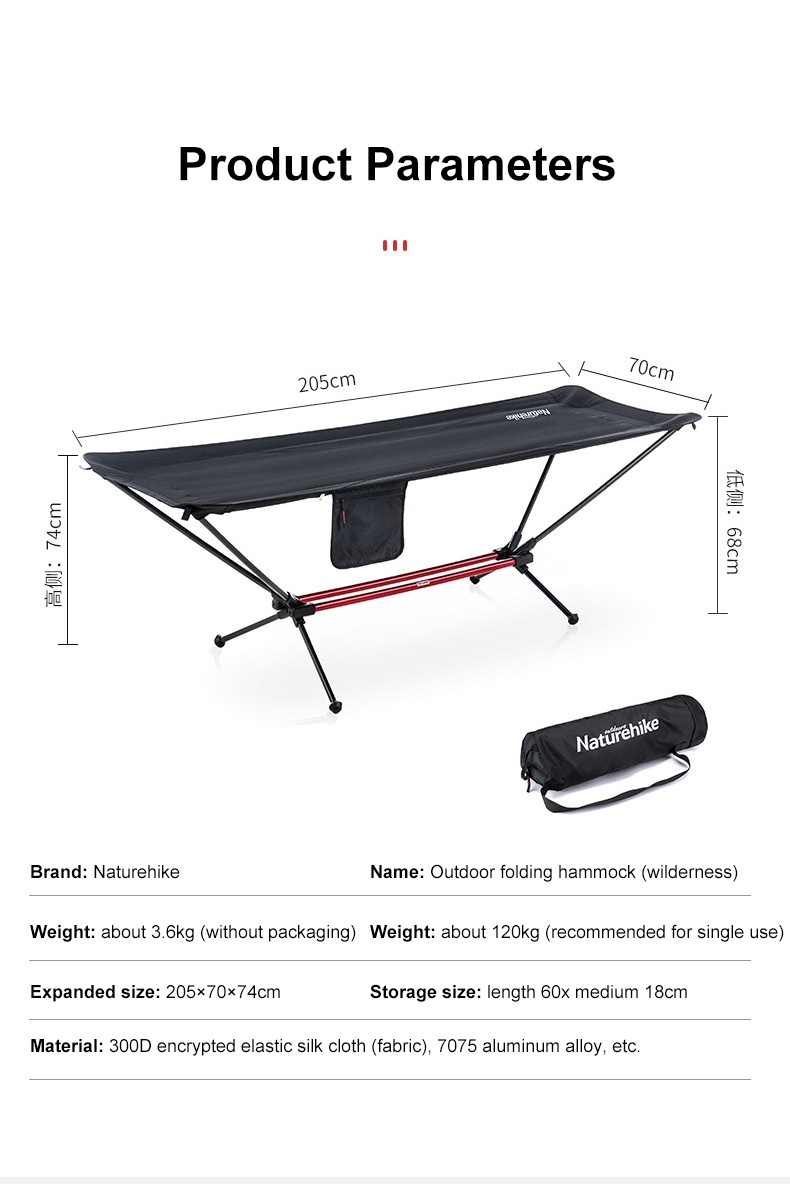 NatureHike Aluminium Alloy Portable Camping Bed Foldable Bed Outdoor