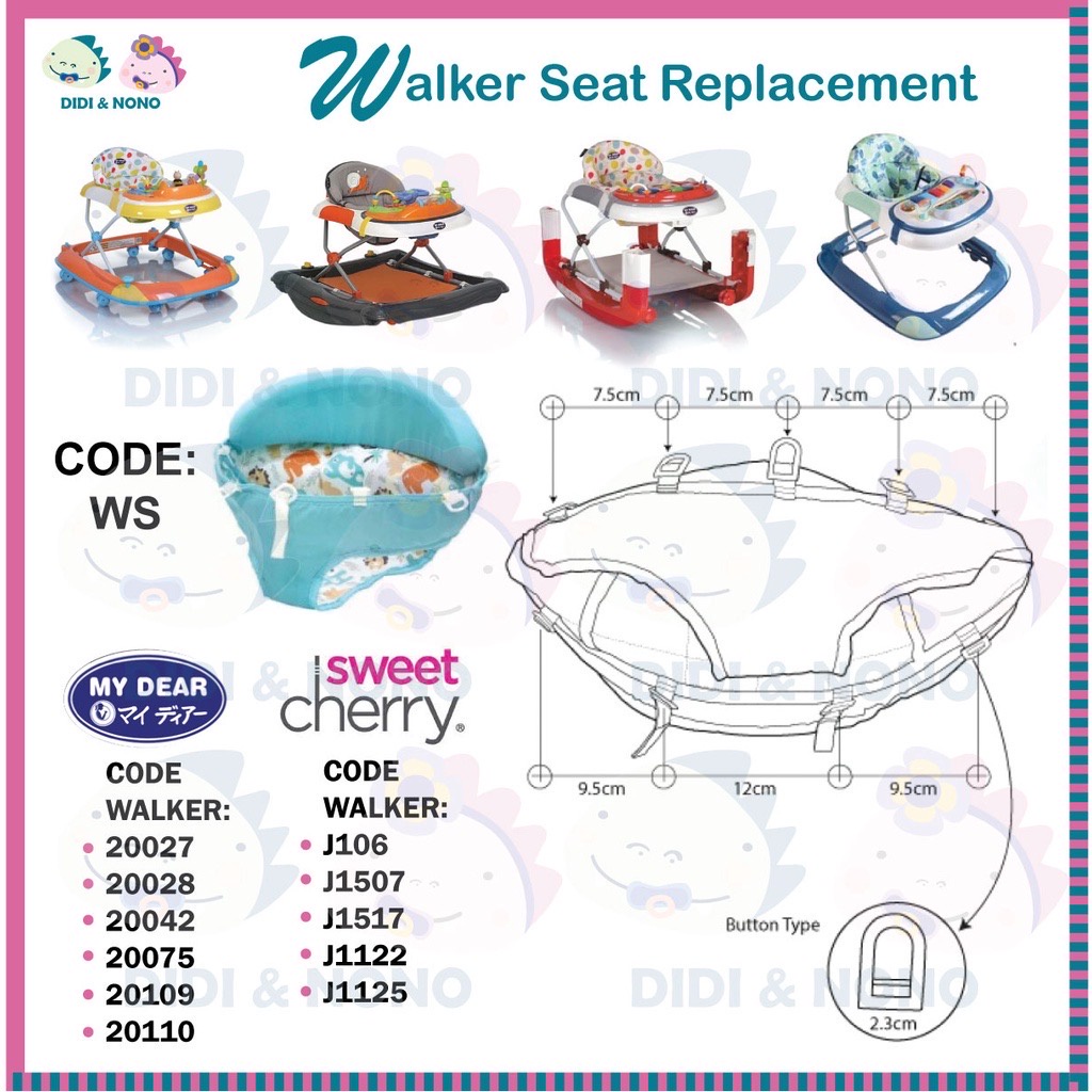 Walker Seat Replacement Cushion kain ganti walker walker seat cushion for sweet cherry or my dear sahaja Shopee Singapore