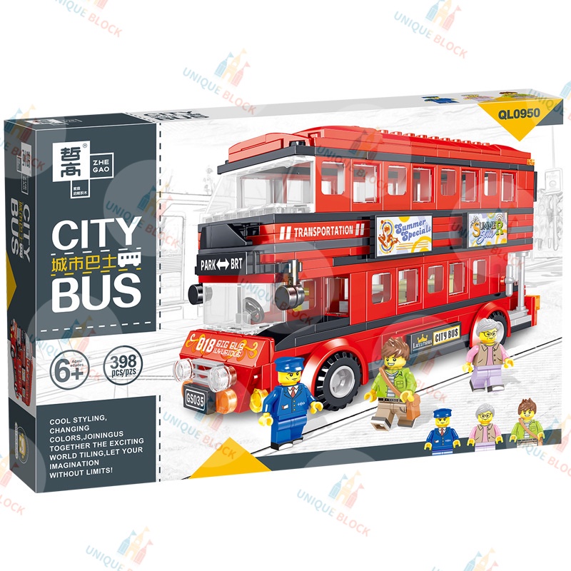 SG Ready Stock] London Bus British Style Double Decker Bus Blocks DIY Brick  Kids Educational
