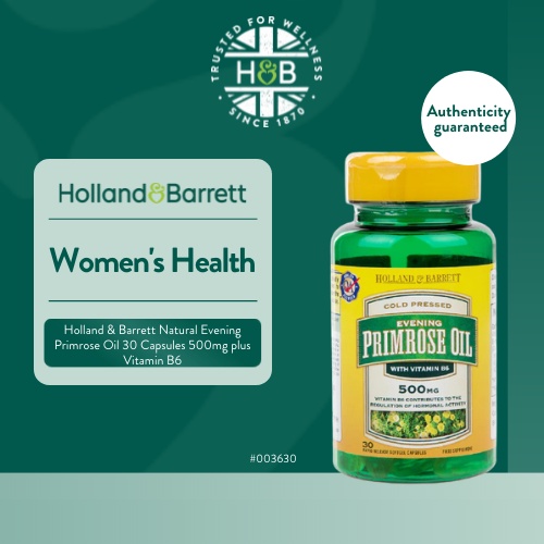 Holland & Barrett Natural Evening Primrose Oil 30 Capsules 500mg Plus ...