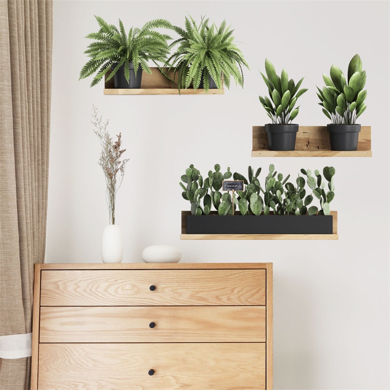 Wall Shelves Fresh Green Plant Stickers Living Room Bedroom Study Decoration Wall Stickers