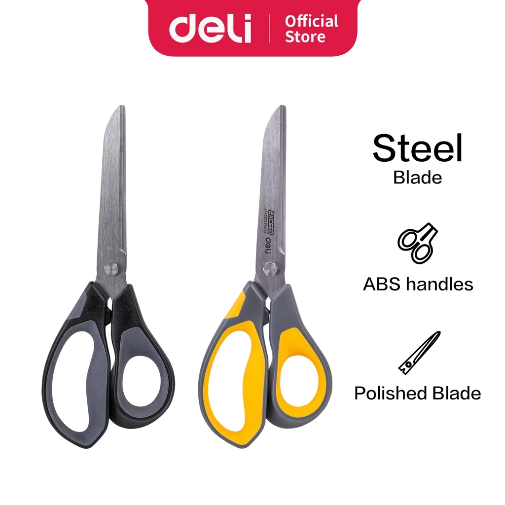 Deli Effortless Scissor / Gunting Ringan dan Mudah Digunakan Desain Ergonomis Warna Abu-abu E77762 - Gambar 2