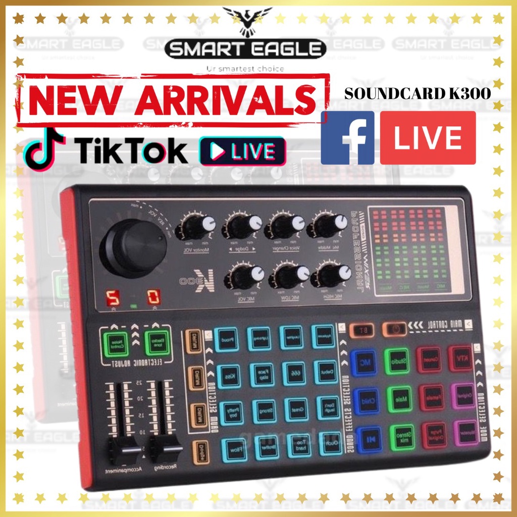 K300 Live Mixer Sound Card with Multiple Sound Effects Live Mixer Board