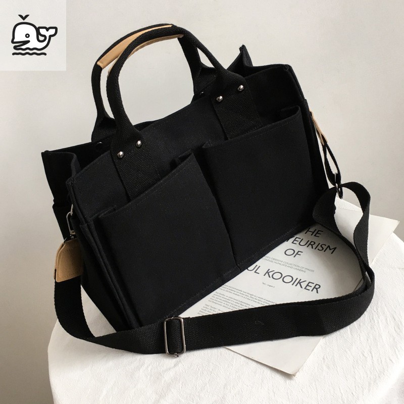 Canvas handbag Fashion shoulder bag Multi-pocket handbag Canvas bag shoulder bag