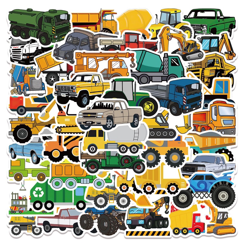 50PCS Truck Stickers for Kids Excavator Engineering Truck Vehicle ...