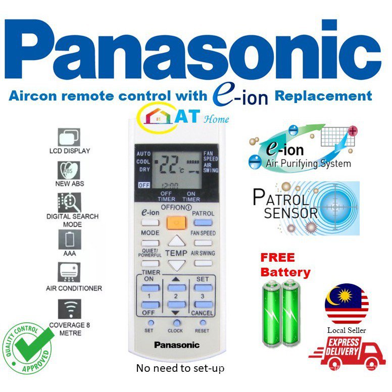 Panasonic aircon remote control with e-ion-a75c3298, a75c2913, a75c3182 ...