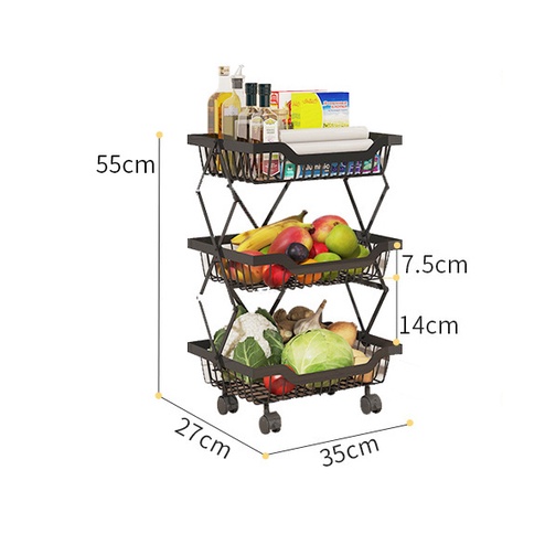 Multi Purpose Foldable Storage Rack Kitchen Rack Foldable Trolley Rack ...