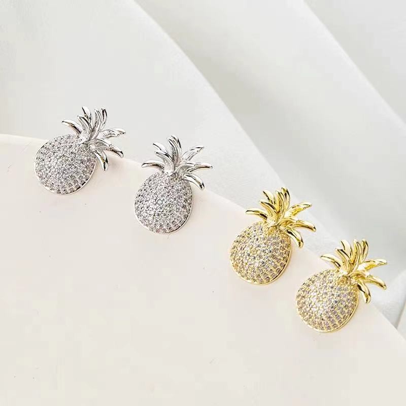 White gold sale pineapple earrings