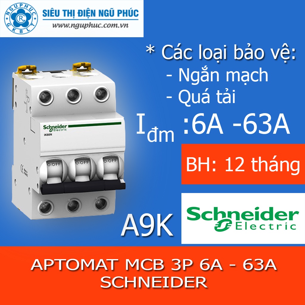 Aptomat MCB Acti9 - 3P - 6A ~ 63A Schneider A9K | Shopee Singapore