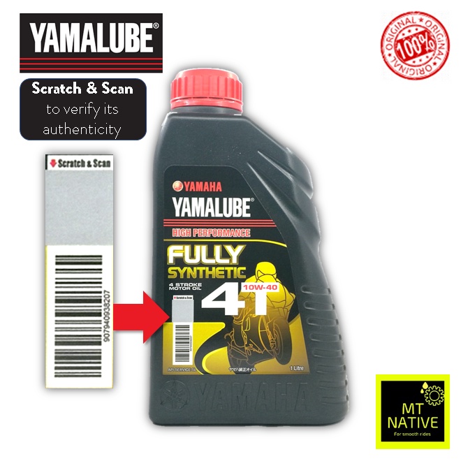 Yamaha 100% genuine Yamalube 4T 10W40 10w-40Fully Synthetic Motorcycle ...