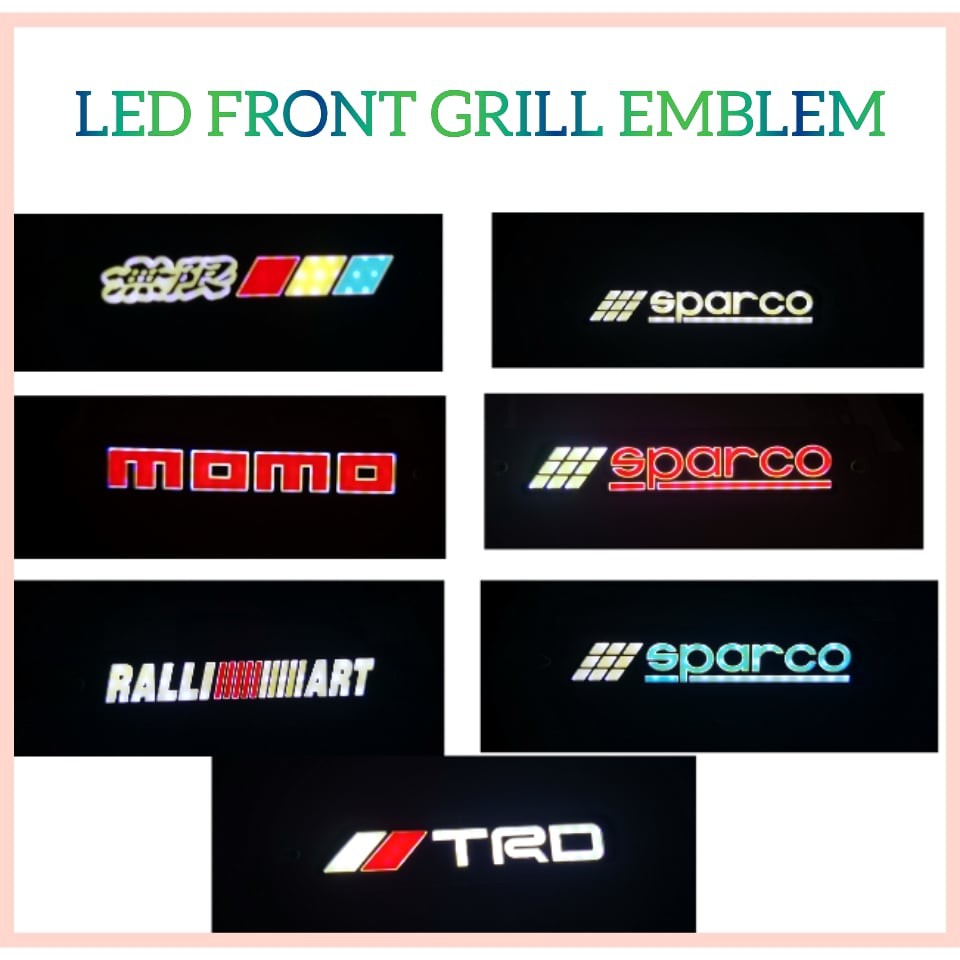 TRD,MOMO,RALLIART,MUGEN,SPARCO Logo Badge Front Grill Led Light Front ...