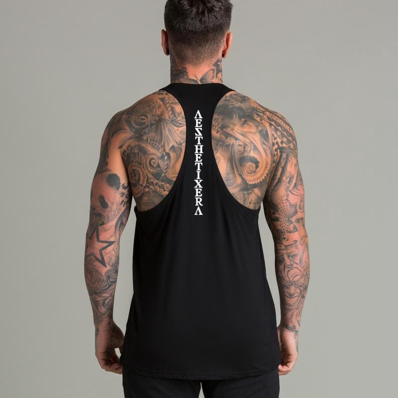 Workout Tank Tops Men Sport Singlet Solid Cotton Muscle Undershirt Clothing Bodybuilding Gyms Fitness Sleeveless Vest