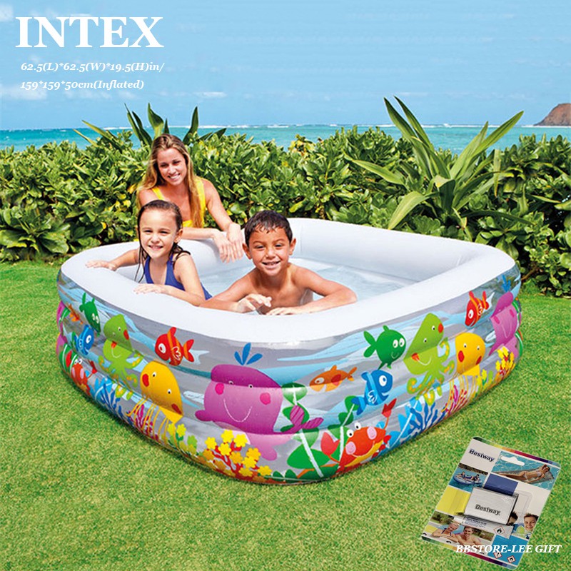INTEX SEA AQUARIUM POOL*Inflatable Swim pool*62.5(L)*62.5(W)*19.5(H)in ...