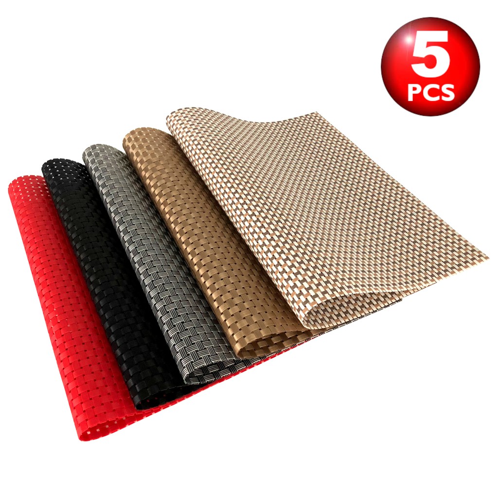 PVC Placemat Set of 5 / Kitchen Table Place Mats Heat-Resistant Non ...