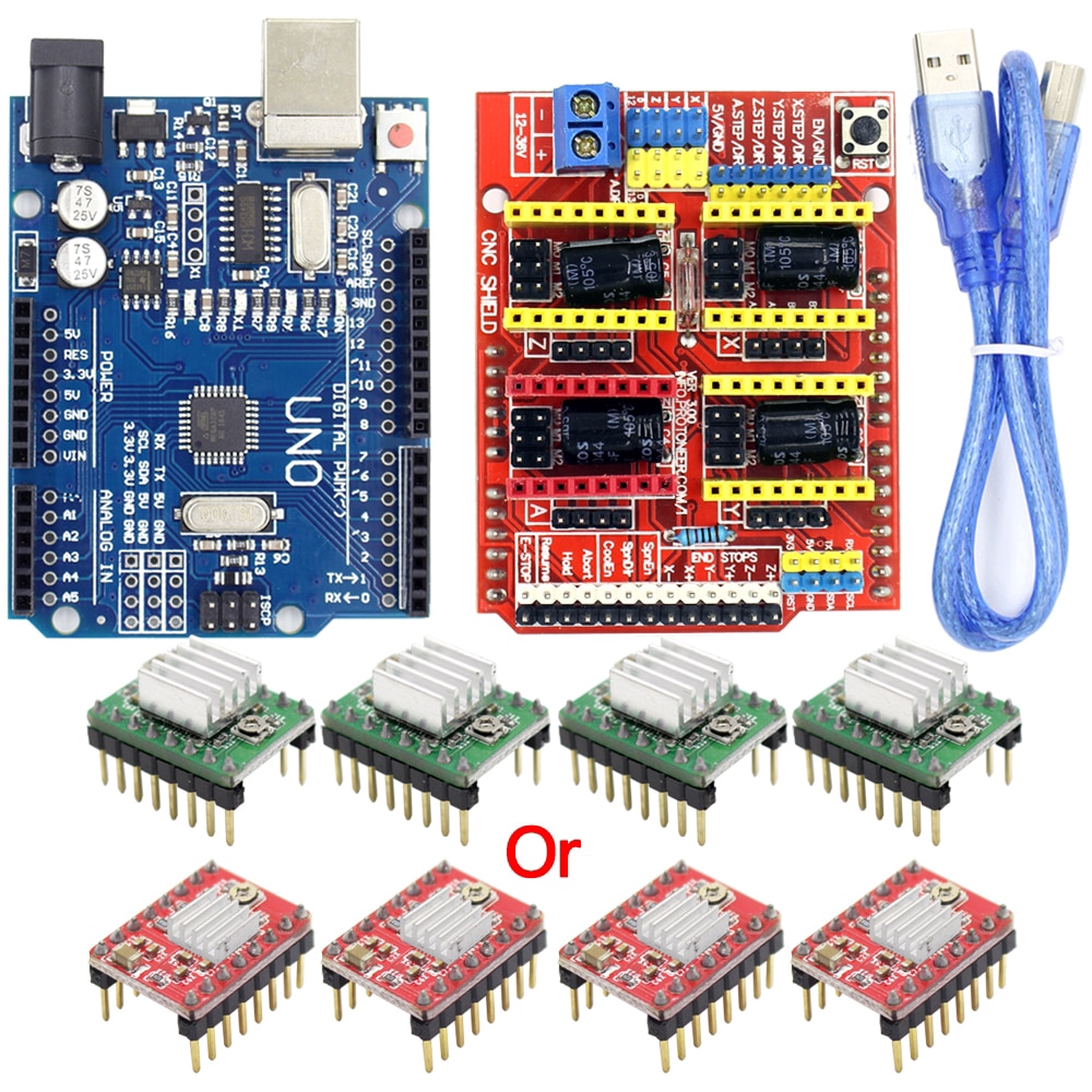 CNC Shield Expansion Board V3.0+UNO R3 Board with usb for Arduino+4pcs ...