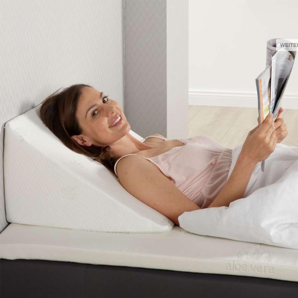 Bed Wedge Pillow Prevent Acid Reflux Rise Support Pad With Removable Pillowcase& Help Sleep