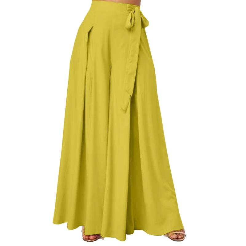 ZANZEA Women High Waist Flare Wide Leg Baggy Culotte Long Pants ...