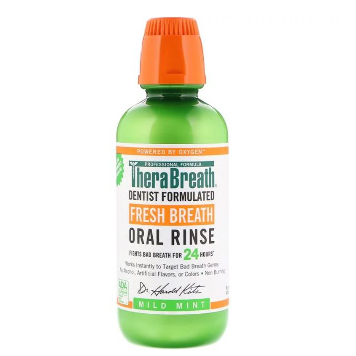 TheraBreath Fresh Breath Oral Rinse, Mild Mint 473ml, 16oz Shopee
