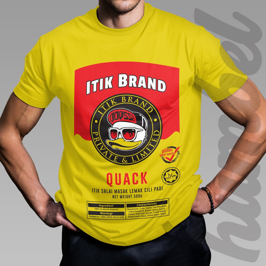 Itik Brand T Shirt Men Viral Baju Lelaki Cotton Tebal, Selesa dan Men Graphic Brand Tee Fashion