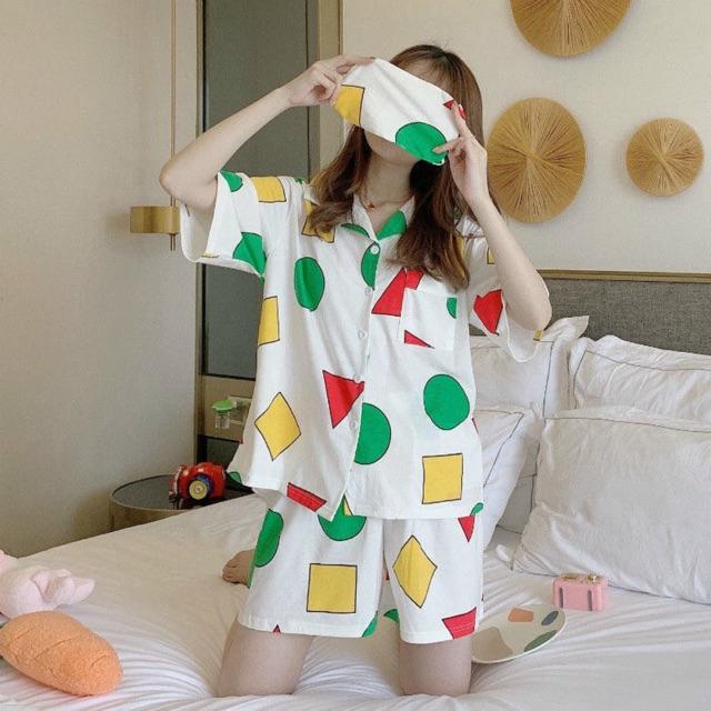 Pajama Sets Shinchan Print Night Suit READY STOCK】Baju Tidur