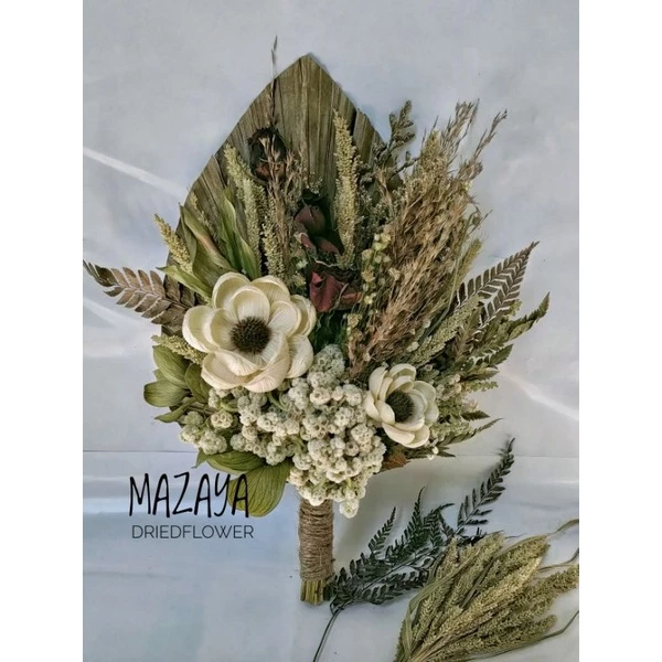 Buket Palem Bunga Kering Untuk Prewedding Hadiah - Gambar 3