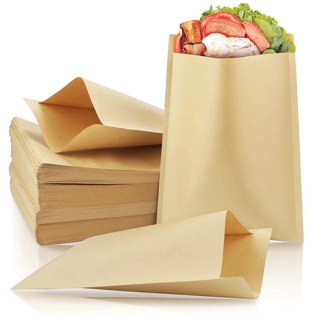 Sandwich Paper Bags Flat Dry Wax Paper Bags Natural Kraft Brown Paper