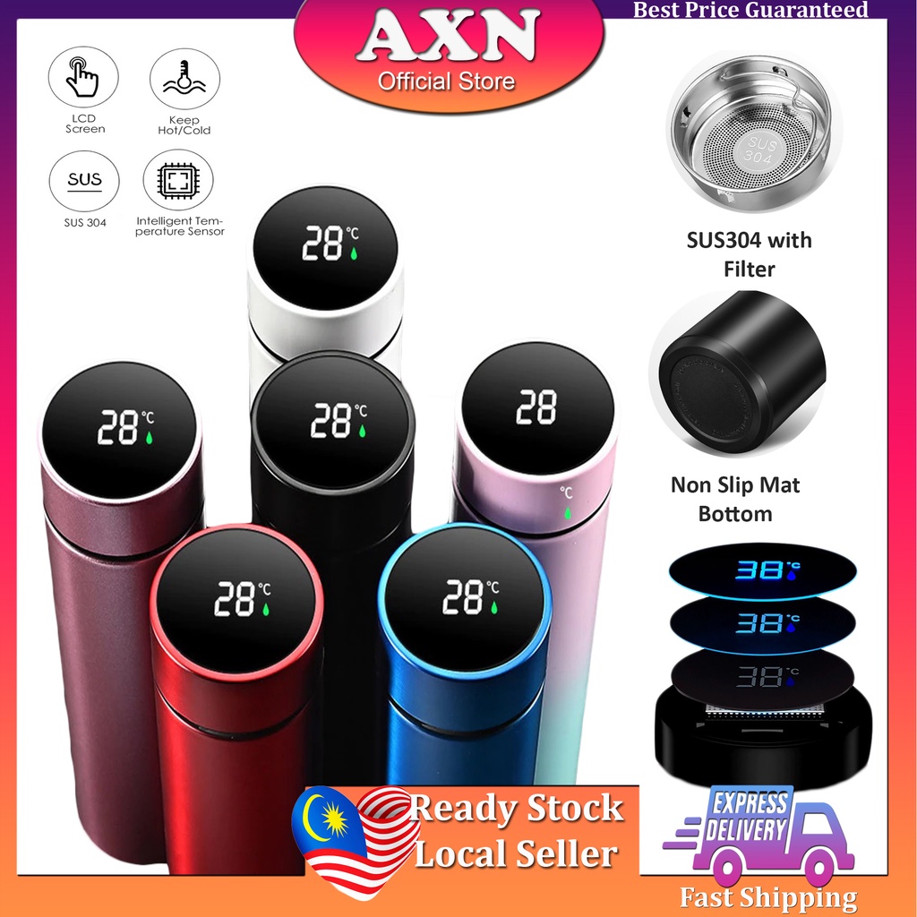 AXN Smart LED Temperature Indicator Display Thermo Flask Thermos Heat