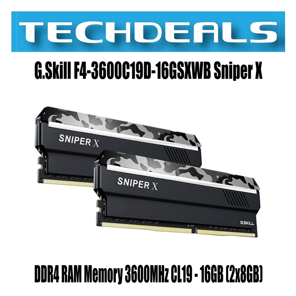 G.Skill F4-3600C19D-16GSXWB Sniper X DDR4 RAM Memory 3600MHz CL19 ...