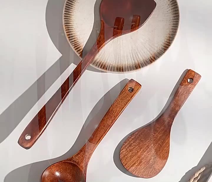 USTHOW Rice Scoop Natural Wood Nonstick Tableware Cookware Kitchen Tool ...