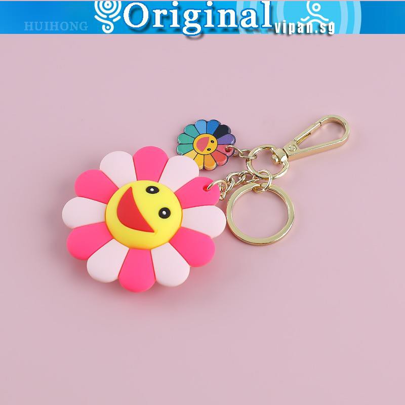 Takashi Murakami Sun Flower Keychain Pendant Cute Creative Smiley Colorful  Flower Pendant School Bag Charm Pendant