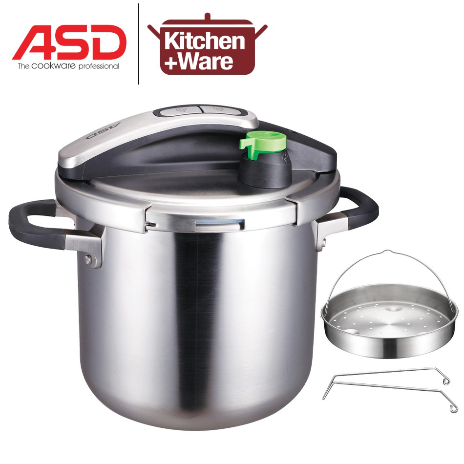 ASD 3 Ply Ultra Fast Pressure Cooker 4L 6L 8L with Stainless Steel Steamer Basket Tripot