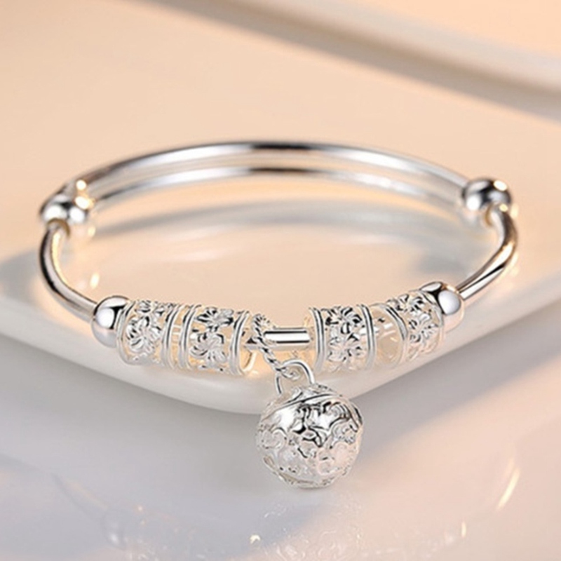 Women 925 Sterling Silver Beaded Bracelet Ladies Bangle Charm Jewellery Gift