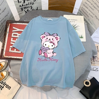 y2k Cartoon kuromi Streetwear Japanese Harajuku Hello Kitty Kawaii Casual  Tops Ulzzang Vintage Loose New T-shirt Female Summer