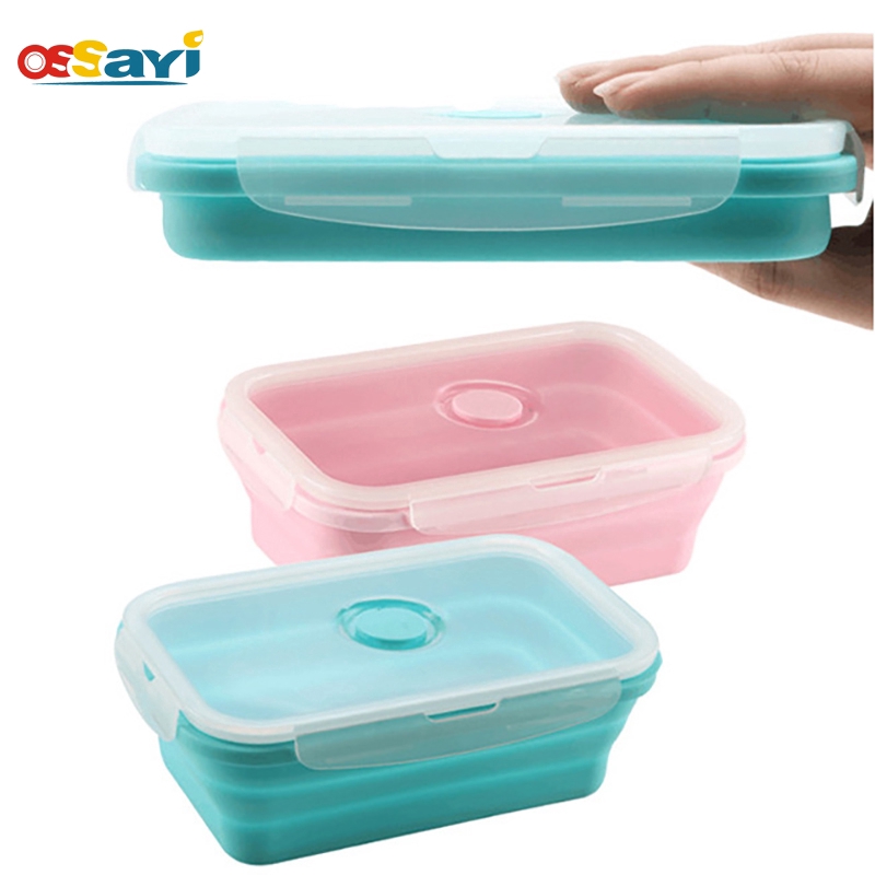 Ossayi Portable Folding Silicone Lunch Bento Box Microwavable Food ...