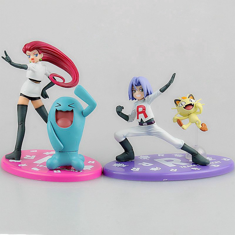 Anime Pokemon GEM Rocket Team James Meowth Jessie Wobbuffet PVC Action Figures Model Toys Shopee Singapore