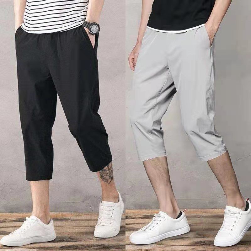 Men Casual Beach Holiday Three Quarter Length Pants Side Pockets