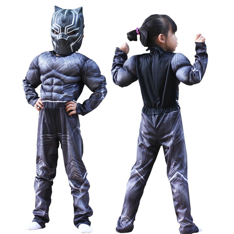 Kids Black Panther Muscle Costume Civil War American Captain 3 Cosplay ...