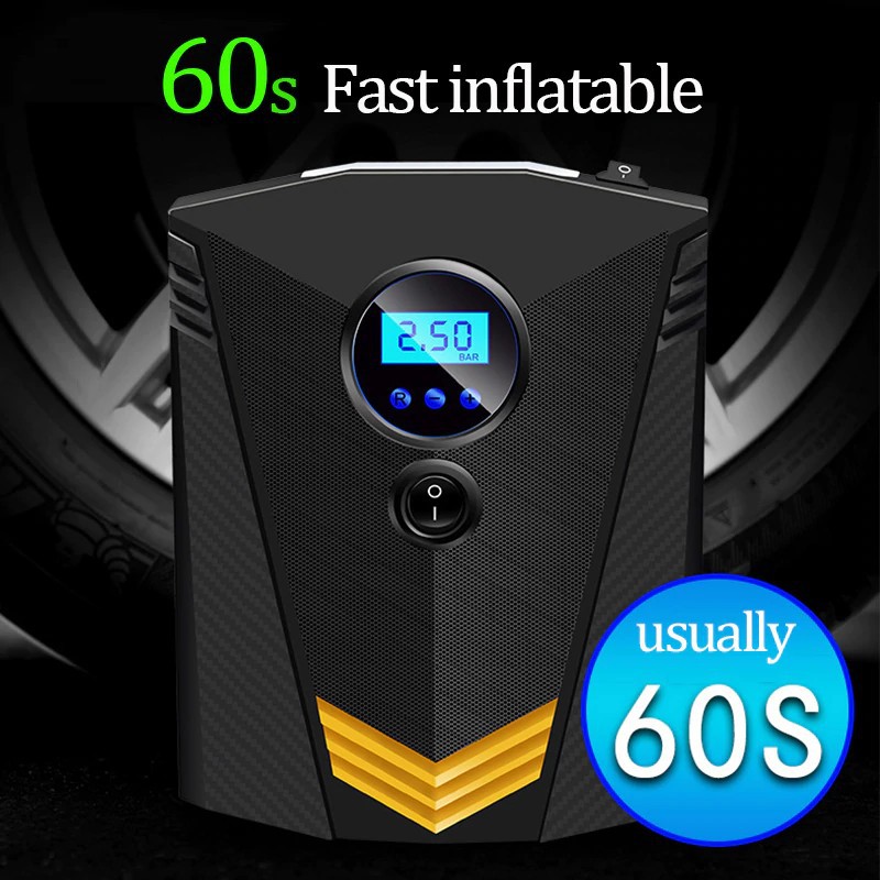 Portable Car Air Compressor DC 12V Digital Tire Inflator Air Pump 150 ...