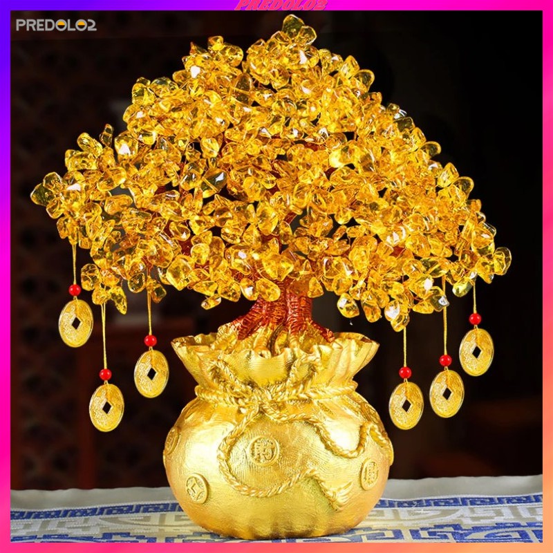 2021 NEW Feng Shui Crystal Money Tree Bonsai Wealth Luck Tree Bonsai ...