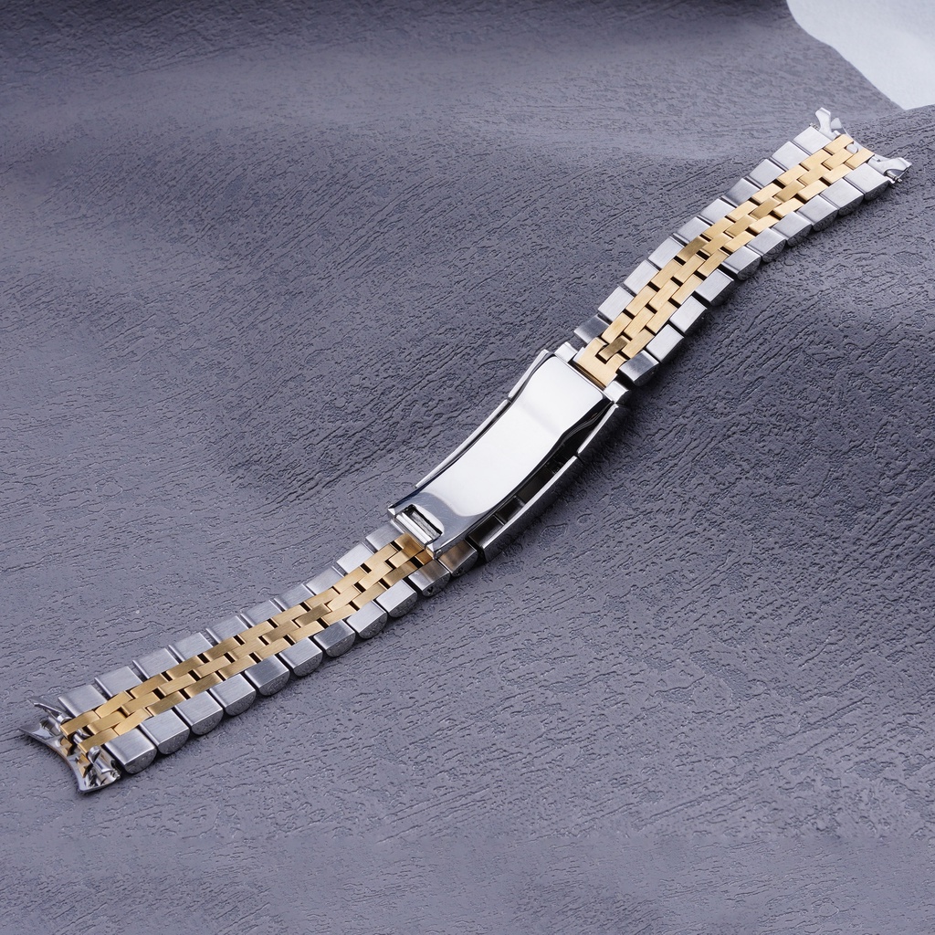 19mm Sliver Hollow Curved End Solid Screw Links Watch Band Jubilee