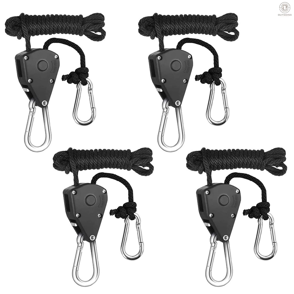 [OUGS] 4pcs Pulley Ratchets Heavy Duty Rope Clip Hanger Adjustable ...