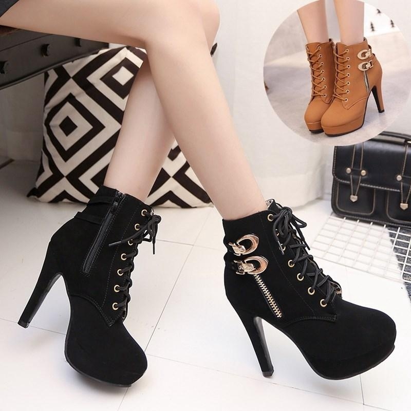 Winter New Women s High Heel Boots Fashion Platform Shoes