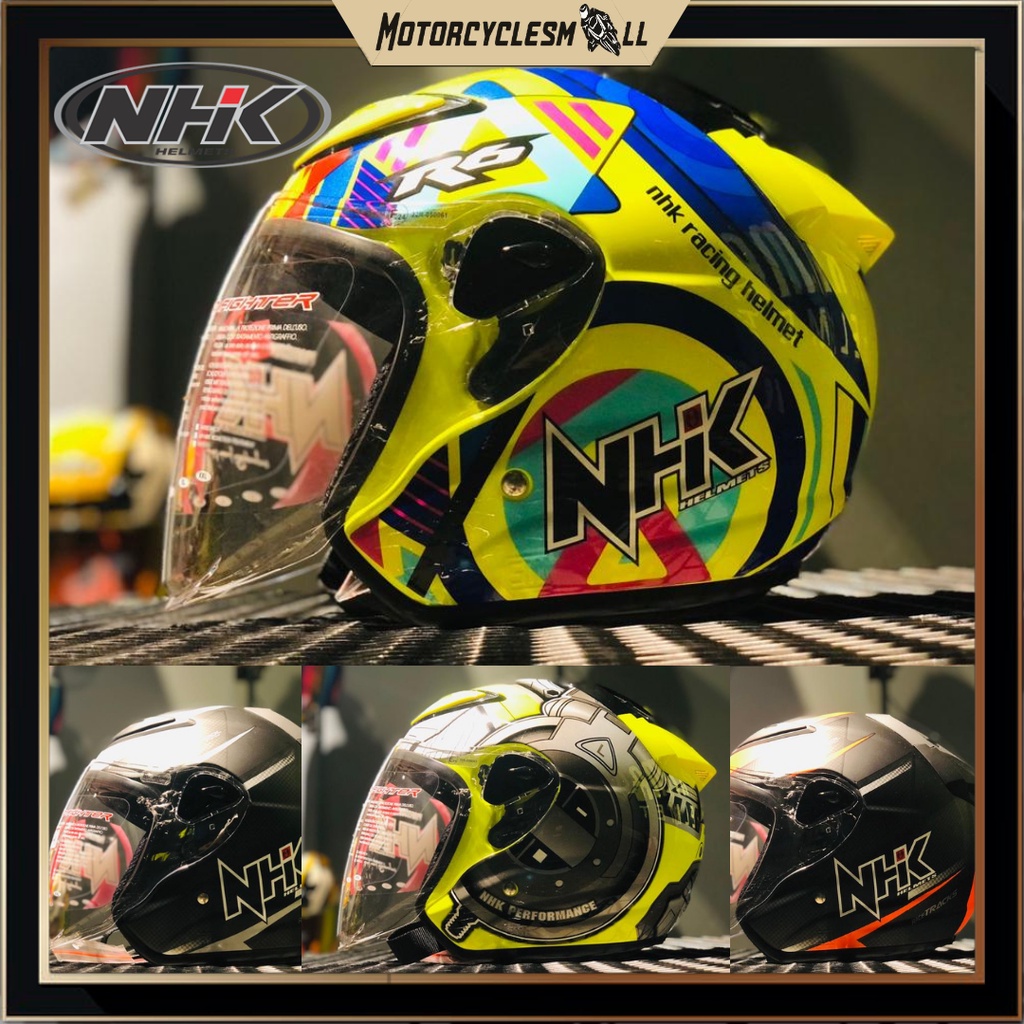NHK R6 PIGMENT/TRACK HELMETS OPEN FACE TOPI KELEDAR | Shopee Singapore
