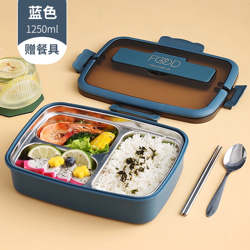 3/4gird 304 Stainless Steel Lunch Box With Tableware Food Storage Box ...