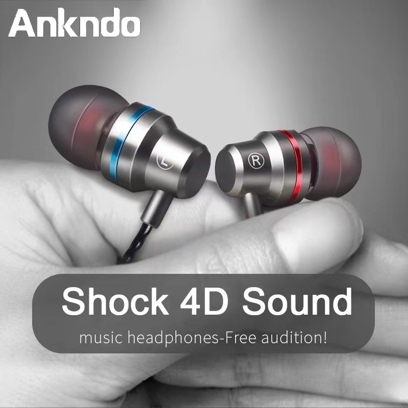 4D Stereo Surround Metal Earbuds Earphone Wired Control