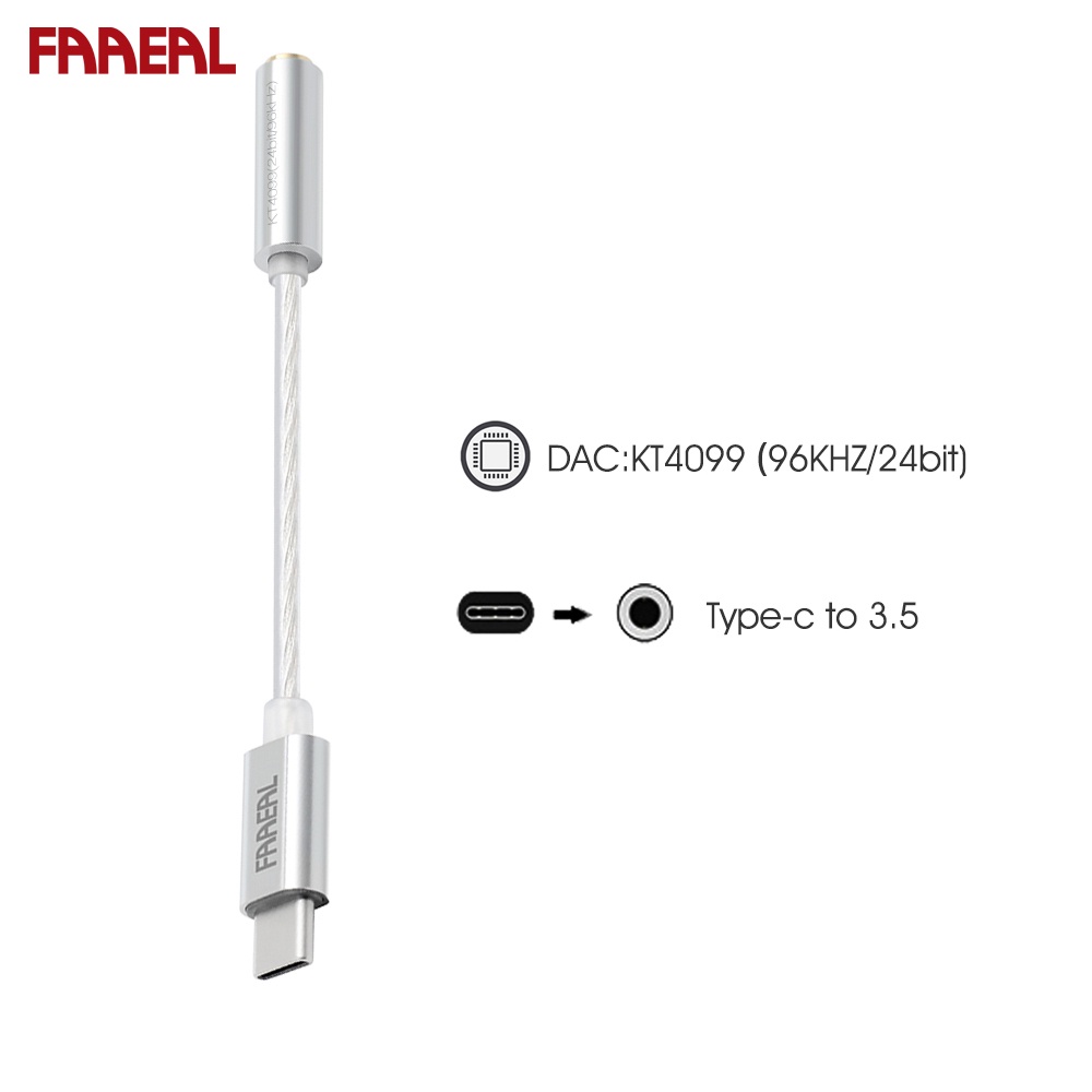 FAAEAL TypeC To 3.5mm Headphone Jack Adapter Audio Cable USB DAC AMP