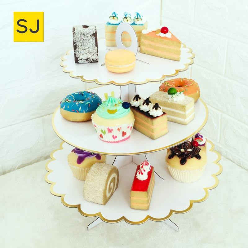 ( READY STOCK) Three Tier Cupcake Stand High Tea Cake Stand with ...