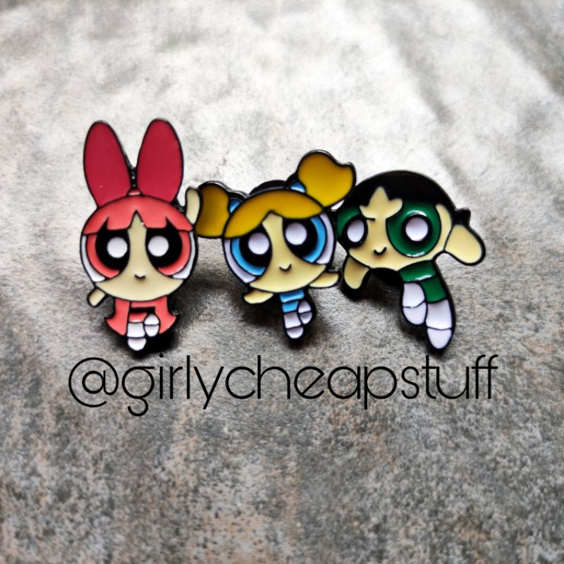 Enamel Pin The Powerpuff Girls Buttercup Bubbles Blossom Cute Hard ...